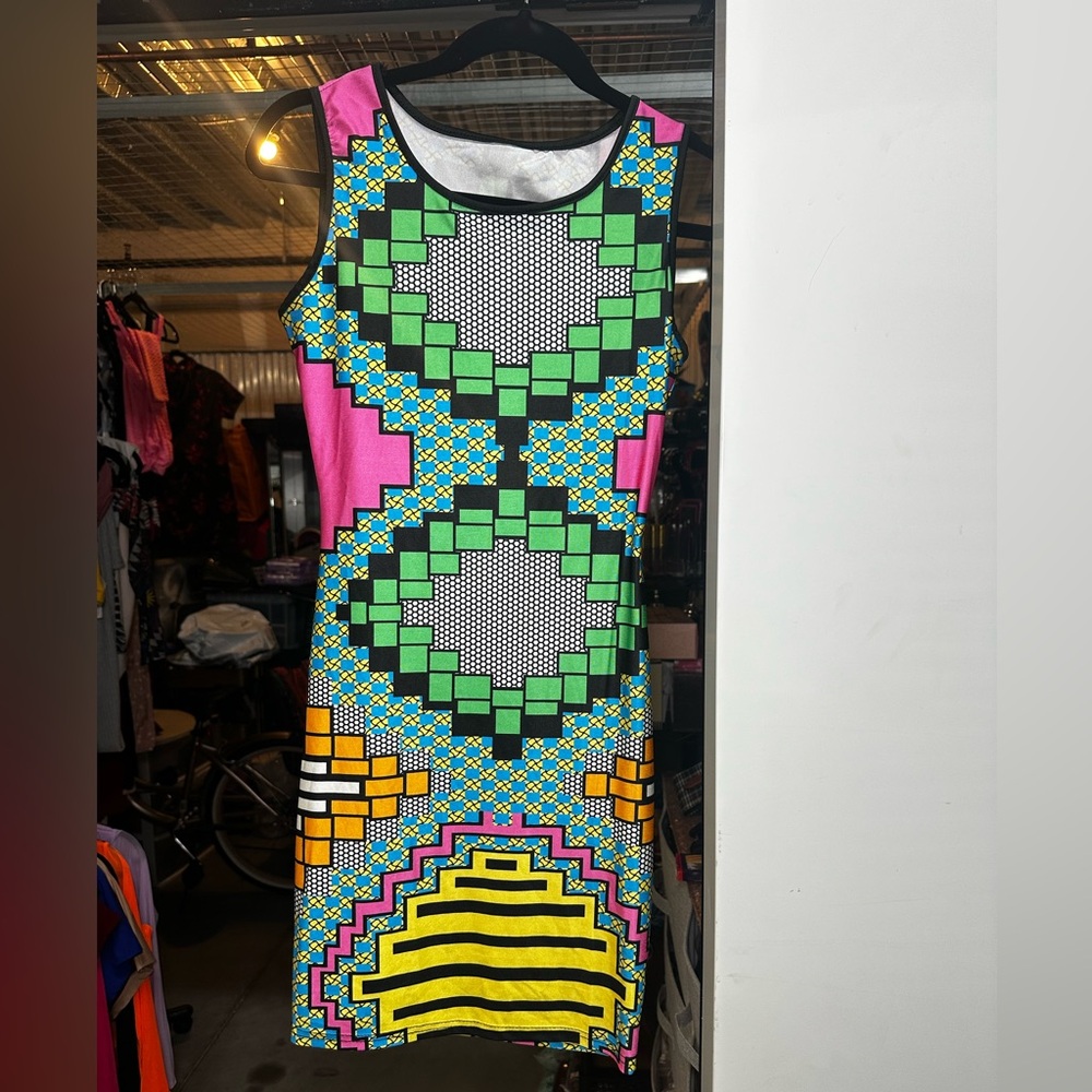Colorful Geometric Print Dress